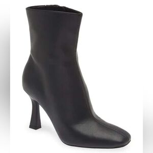 NWOT Open Edit Hesper Booties Boots Flare Heel Faux Leather Square Toe Black 8.5